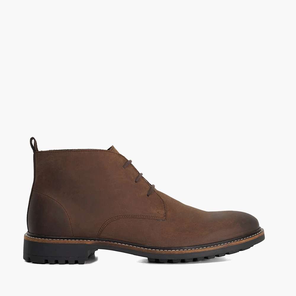 Claus Brown, Leather Lace-Up Chukka Boots | Dune London