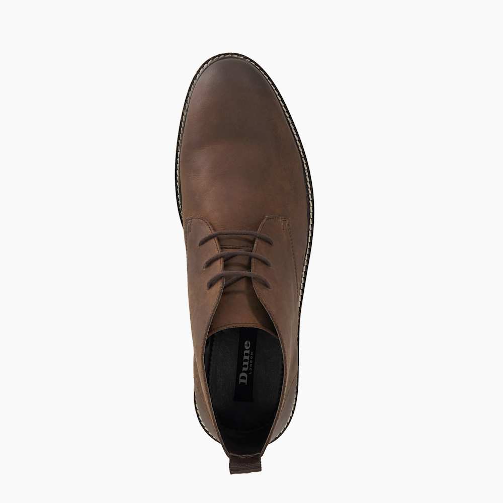 Dune London Men’s Chukka Boots Dark Brown Leather Men’s Size 13 Claus Brown, Leather Lace-Up Chukka Boots | Dune London main image 2