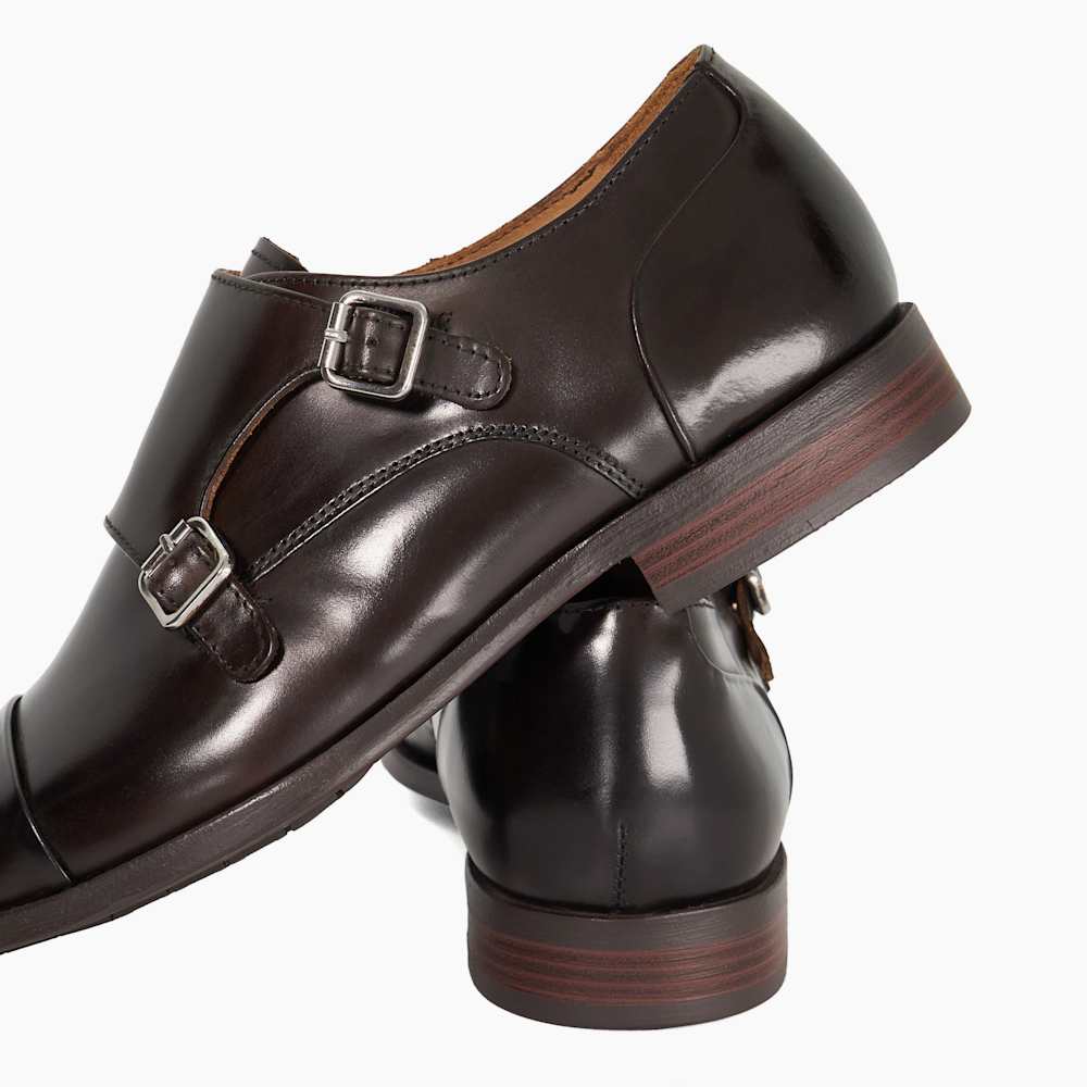 Satchin Dark Brown, Wide Fit Double Buckle Monk Shoe | Dune  display picture 3