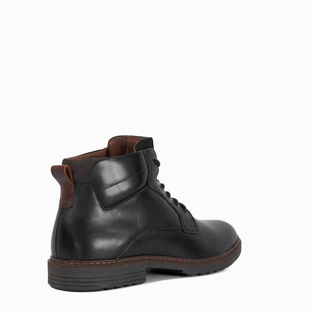 Simpson Black, Leather Lace-up Ankle Boots | Dune London