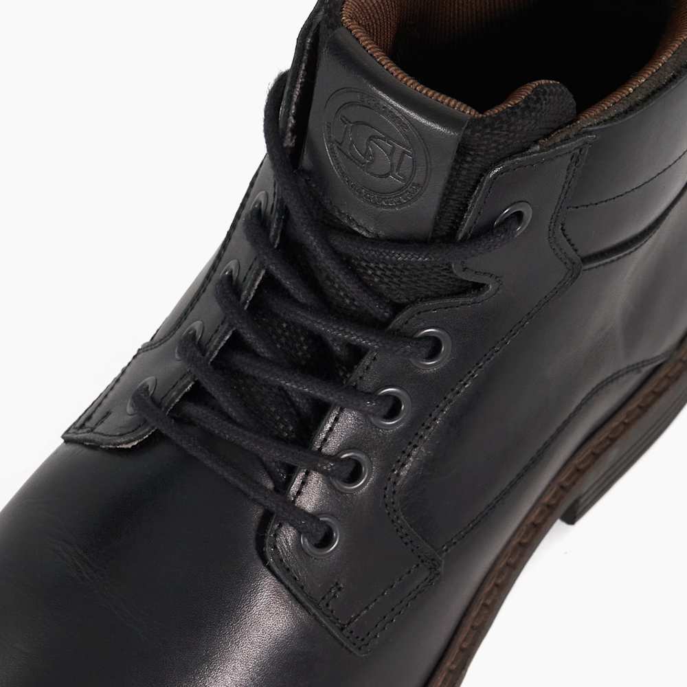 Simpson Black, Leather Lace-up Ankle Boots | Dune London