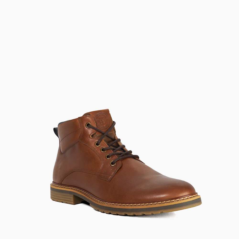 Simpson Tan, Leather Lace-up Ankle Boots | Dune London