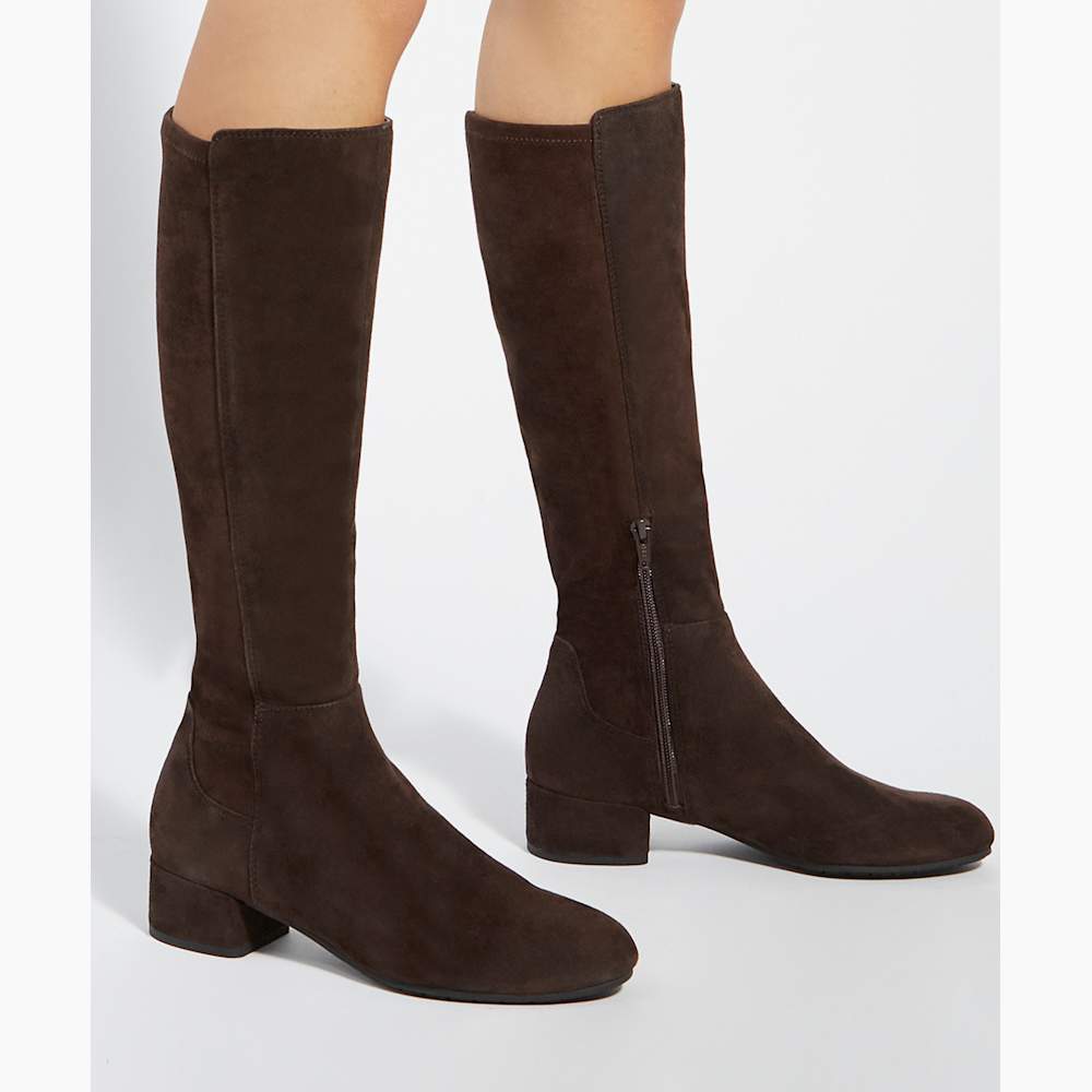 (取寄) デューンロンドン レディース タイラ Dune London women Tayla Dark Brown Tayla Brown, Wide Fit Stretch Knee-High Boots | Dune London