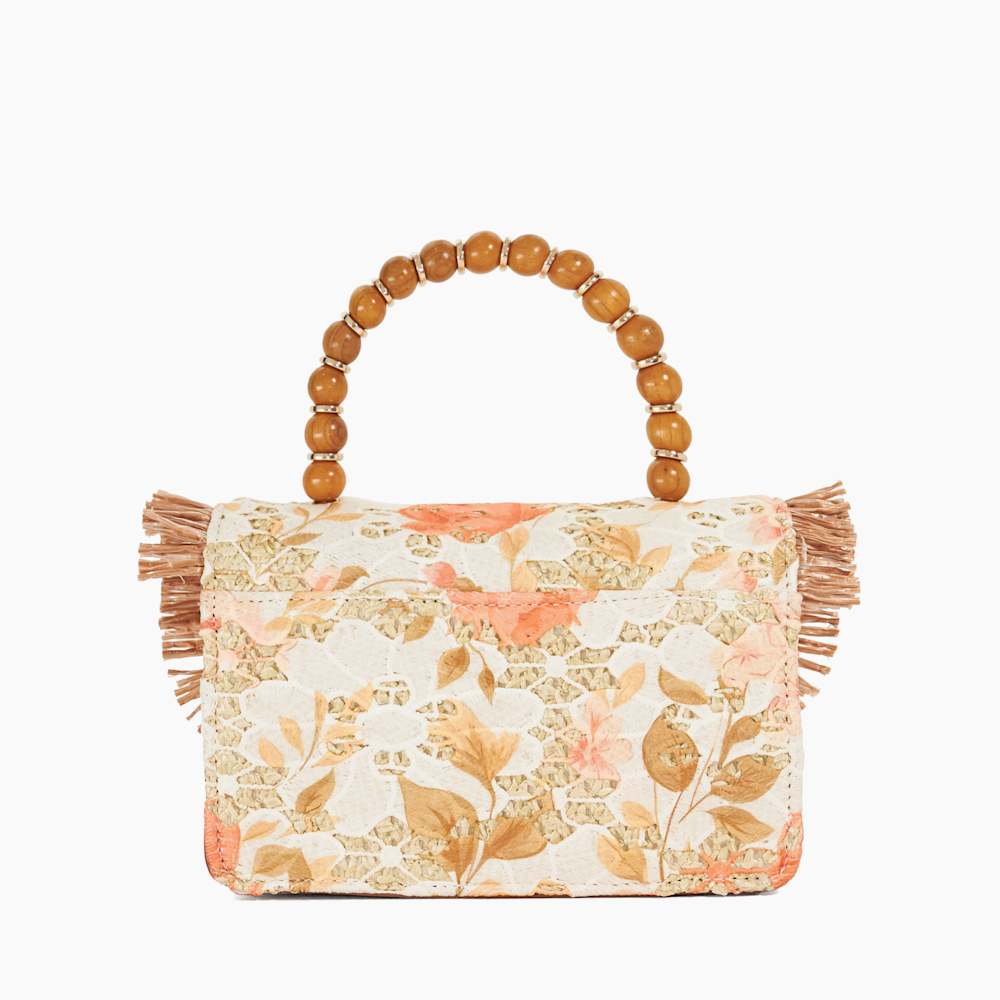 Blooms Orange, Beaded Handle Cross Body Bag | Dune London