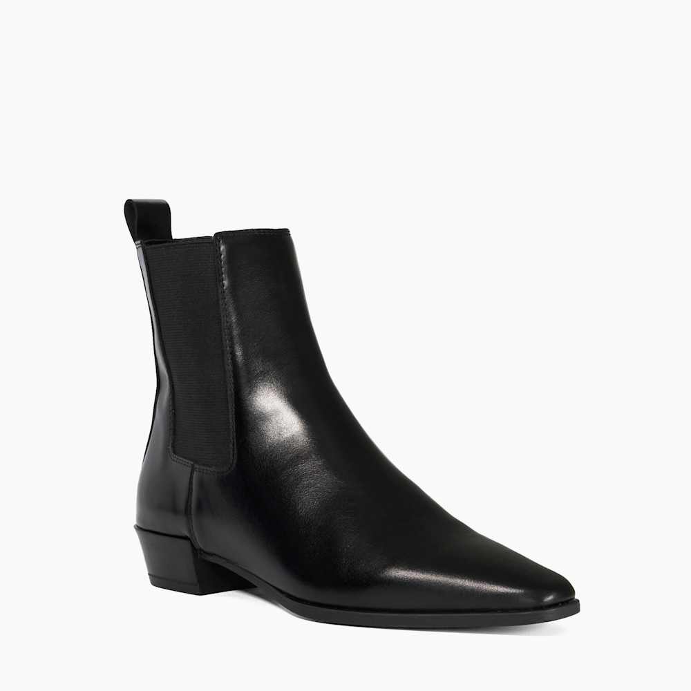 Parkas Black, Chisel Toe Low Heel Chelsea Boots | Dune London