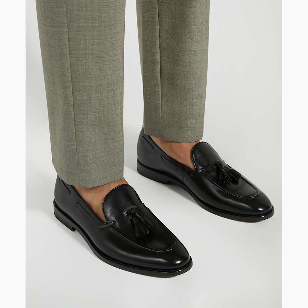 Todd Snyder X Sanders  Black Leather Tassel Slip-On Loafers Sz 12.  NWOB. Bag3 Todd Snyder | Shoes | Todd Snyder Brown Suede Espadrilles  main image 4