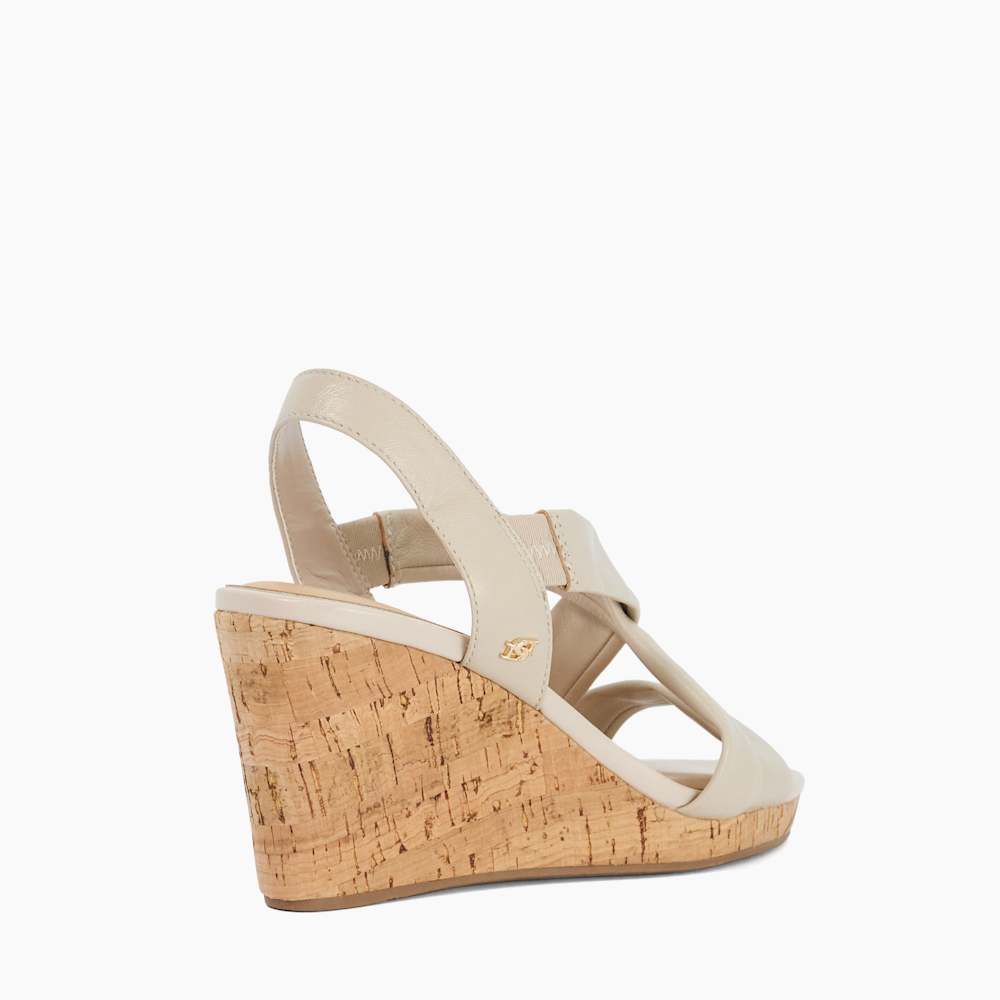 Kamies Ecru, Leather Cork Wedge Sandals | Dune London
