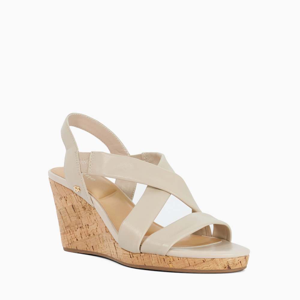 Kamies Ecru, Leather Cork Wedge Sandals | Dune London