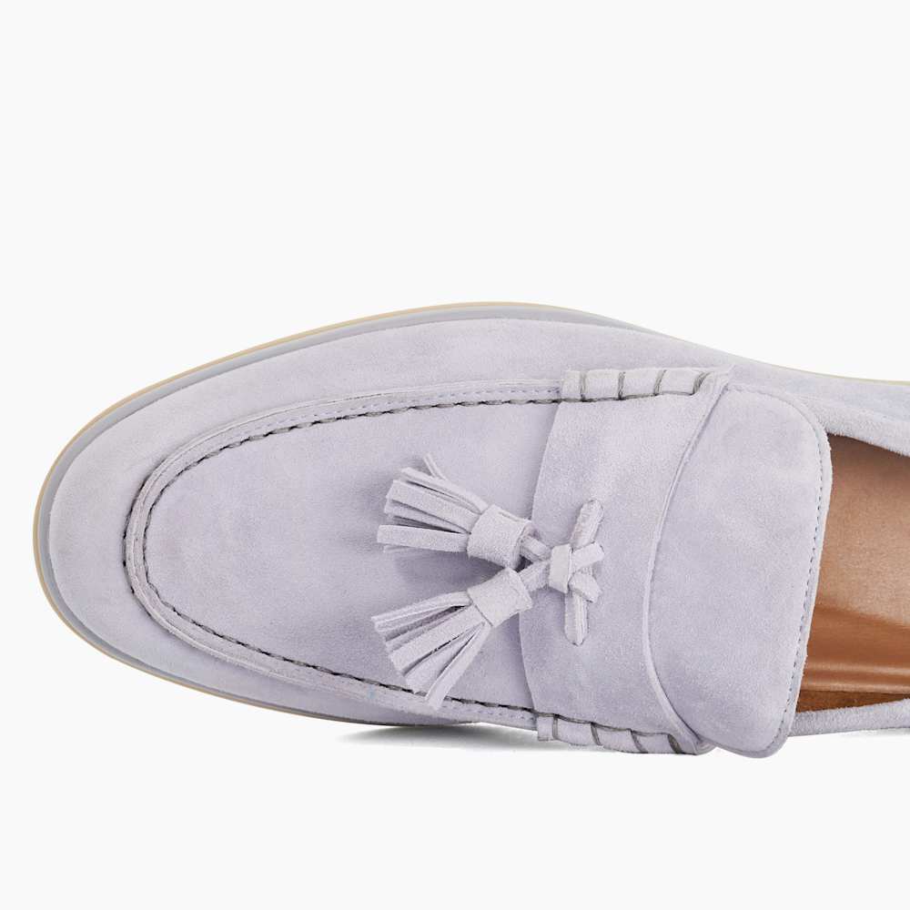 Broddi Blue, Suede Tassel Trim Loafers | Dune London display picture 1