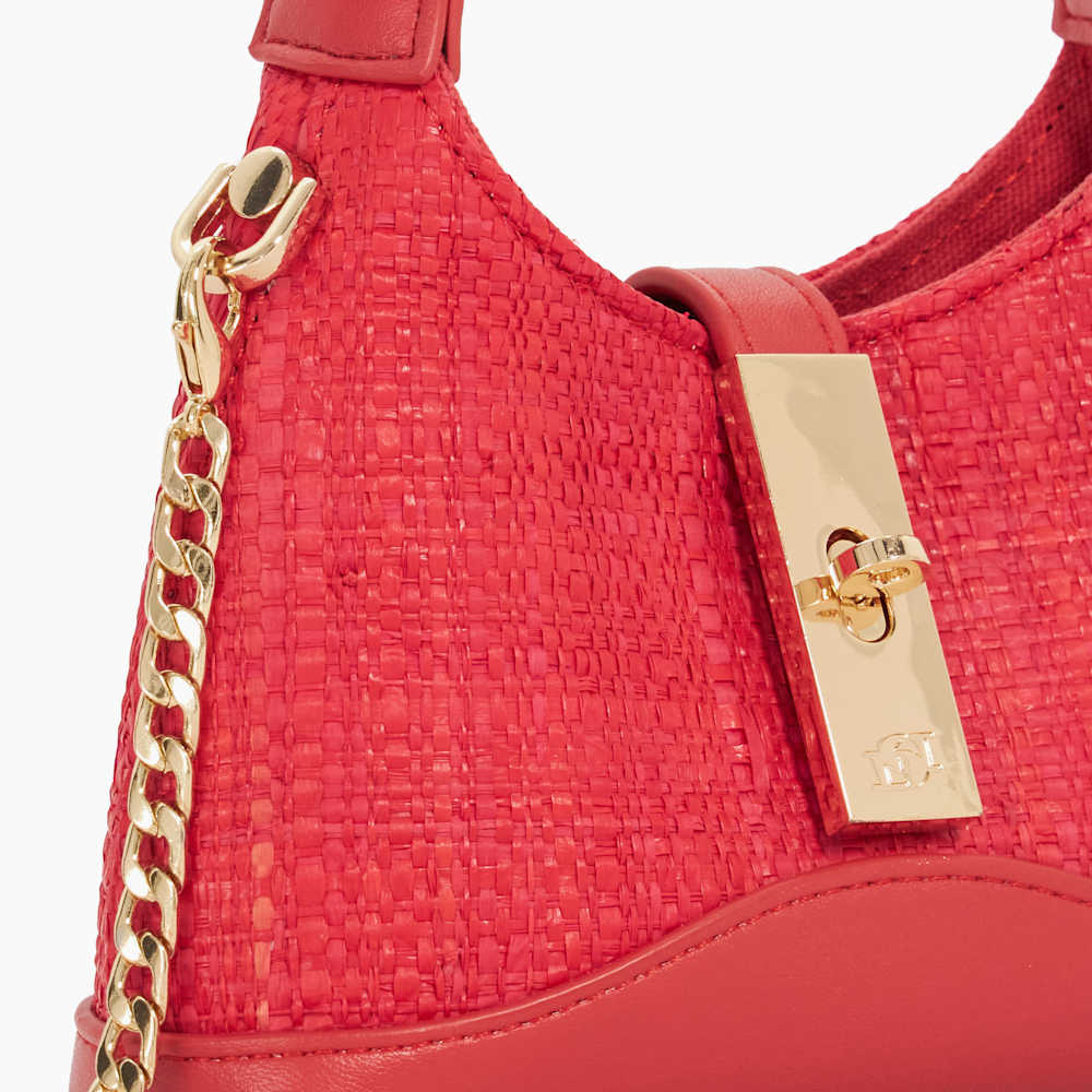 Supportive Coral, Turn Lock Micro Bag | Dune London