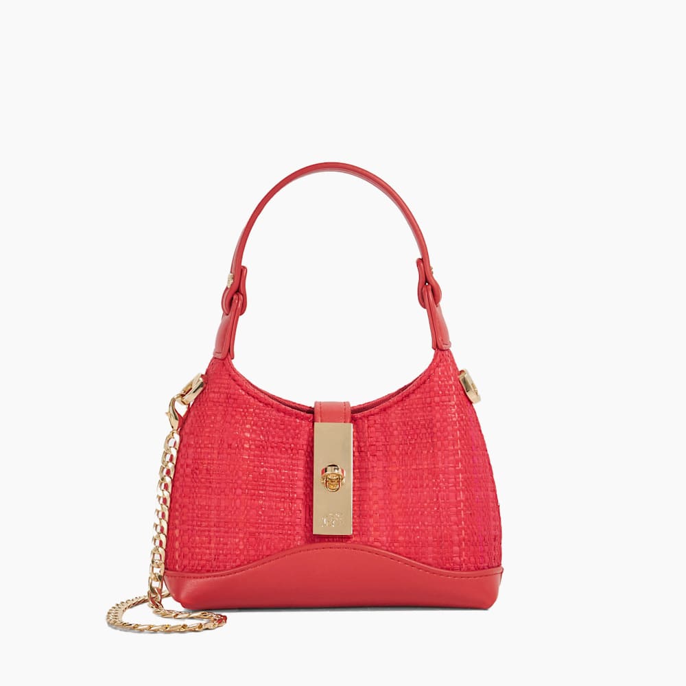 Supportive Coral, Turn Lock Micro Bag | Dune London