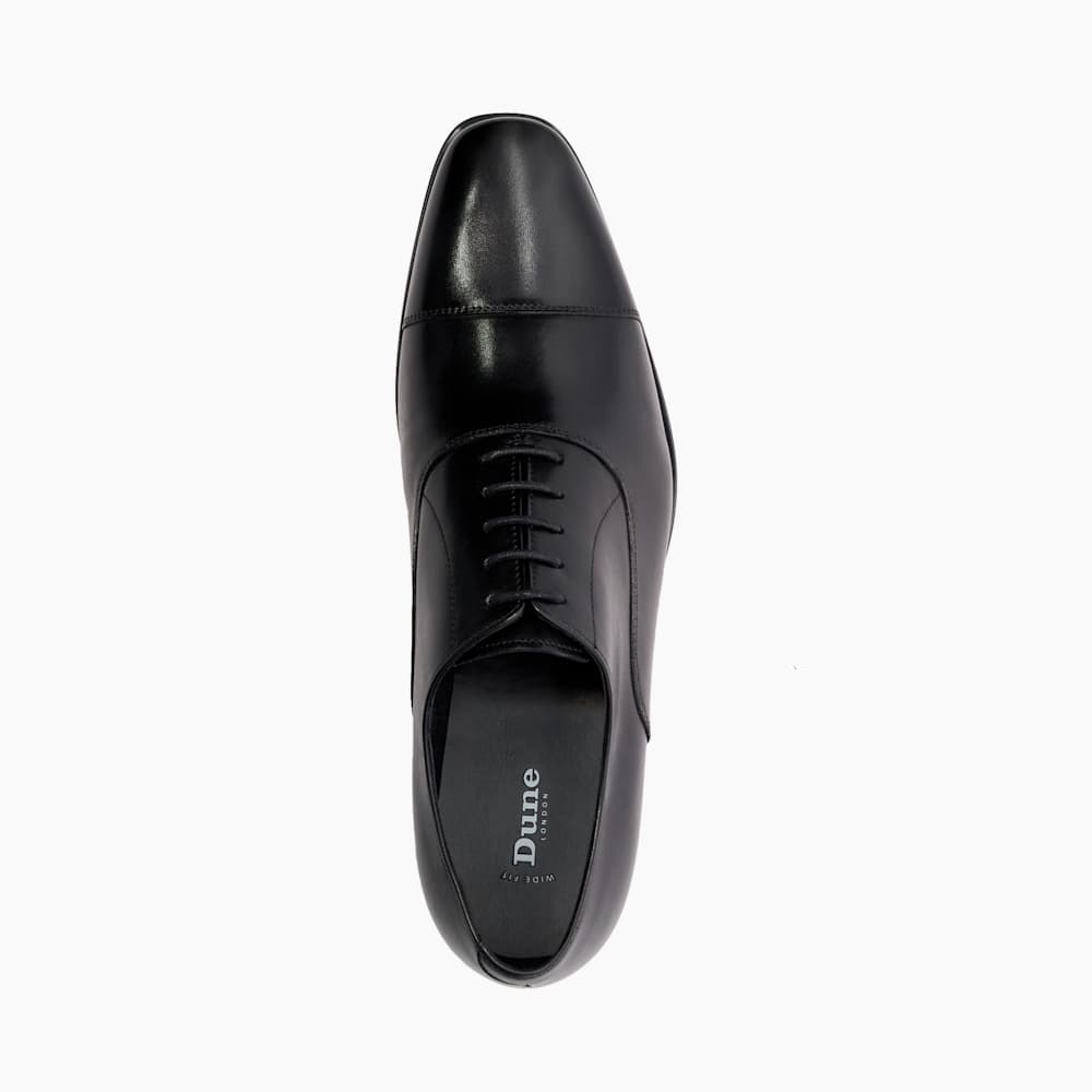 Solver Black, Wide Fit Leather Oxford Lace-Ups | Dune London