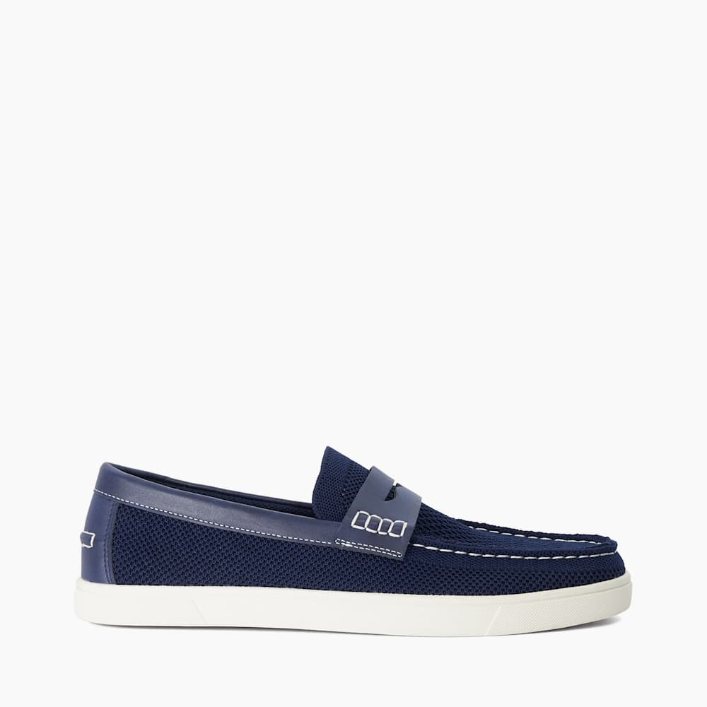 Benzy Navy, Casual Suede Navy Loafers | Dune London display picture 2