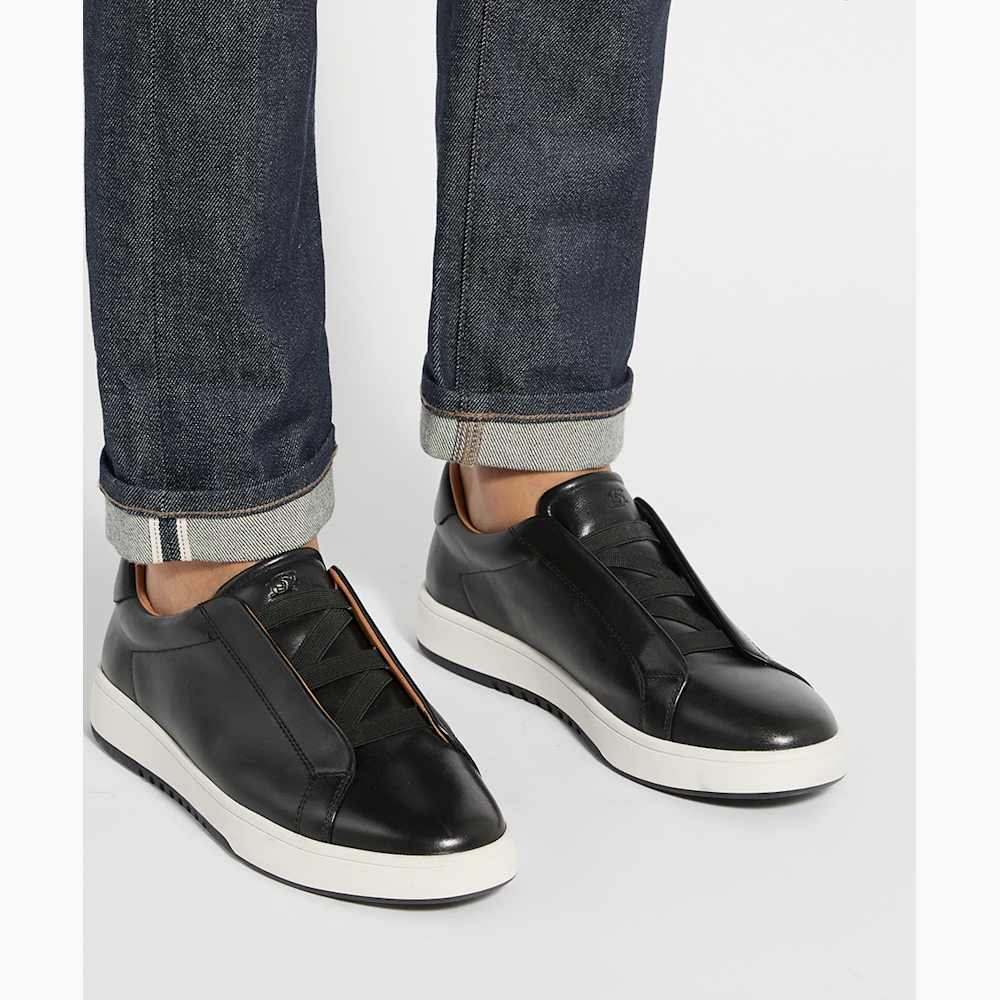 Troys Black, Lace-Less Cupsole Trainers | Dune London