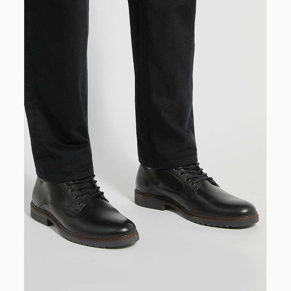 Simpson Black, Leather Lace-up Ankle Boots | Dune London