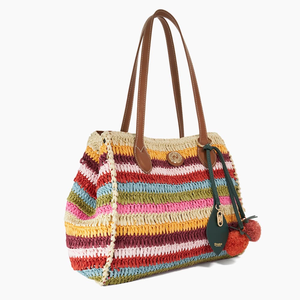 Devotedly Multi, Raffia Double Grab Handle Tote Bag | Dune London