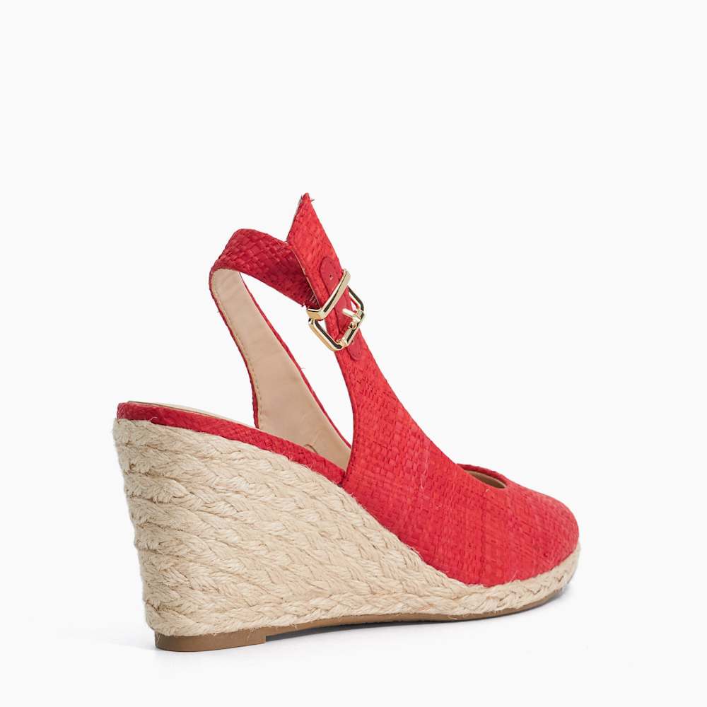 Capable Coral, Textured Jute Wedge Heel Sandals | Dune London