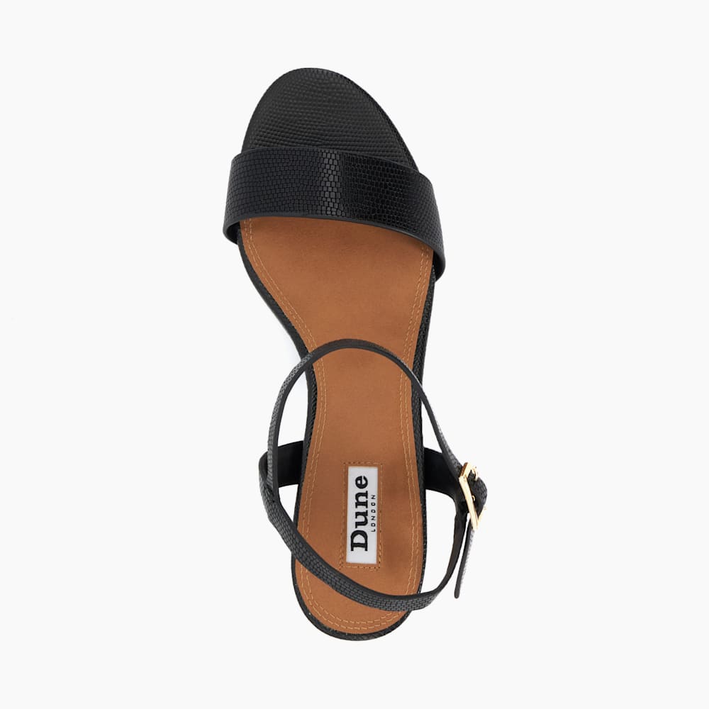 Jelly Black, Leather Block Heeled Sandals Dune London
