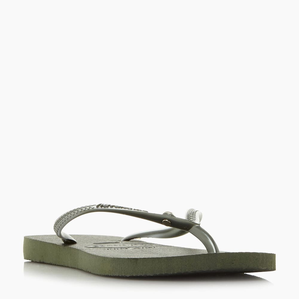 Swarovski Flip Flops Khaki