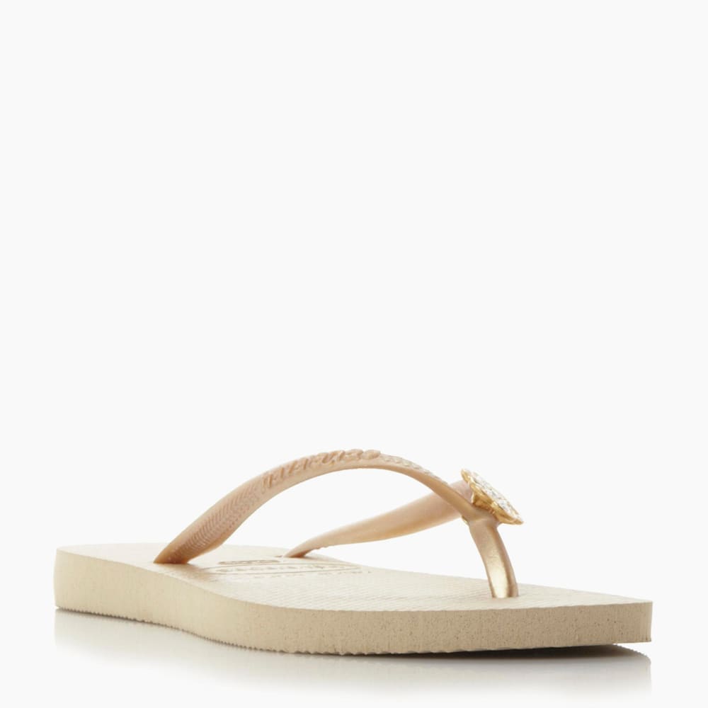 Gold embellished flip flops shop
