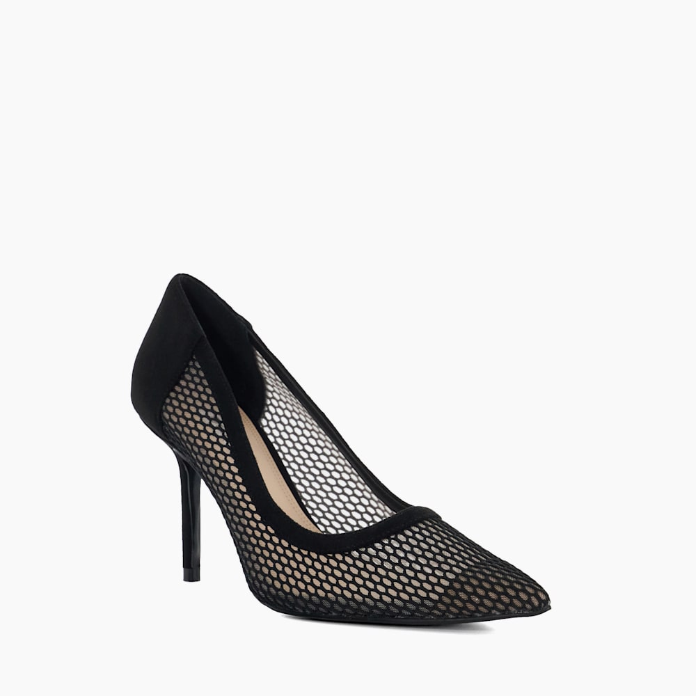 Accept Black, Pointed Toe Mesh Court Shoes Dune London