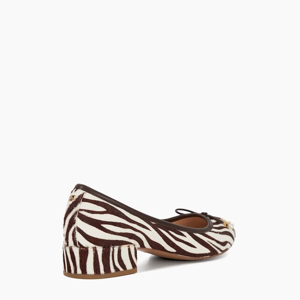 Amazing Zebra, Low Block Heel Ballet Flats Dune London