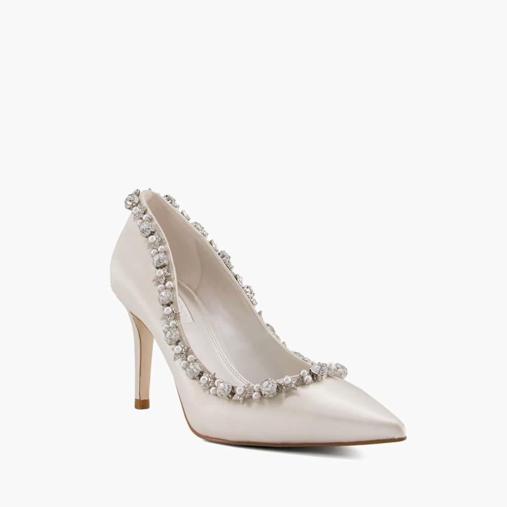 Aribella Ivory Crystal Star Trim Court Heels Dune London