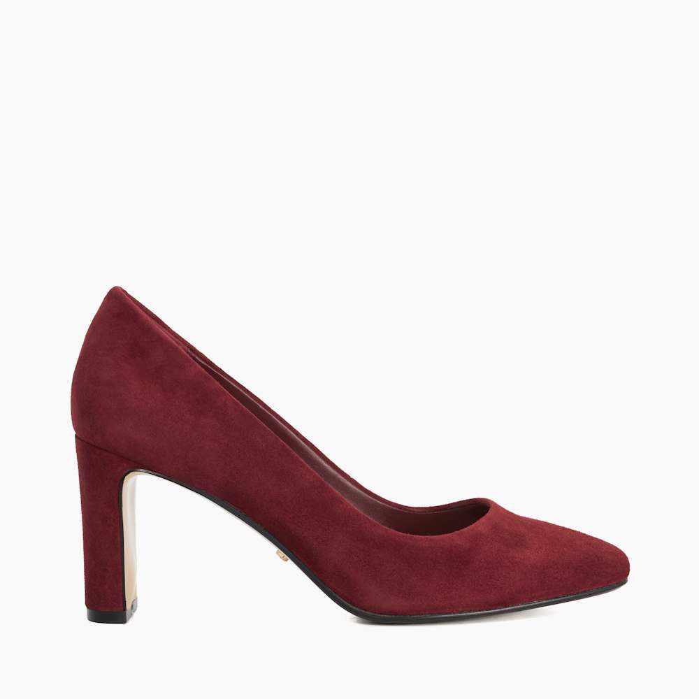 Arriving Burgundy, High Block Heel Court Shoes Dune London