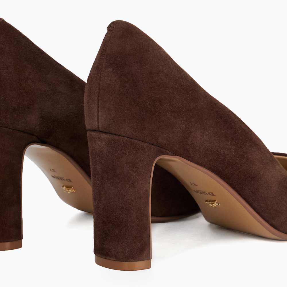 Arriving Brown, High Block Heel Court Shoes Dune London