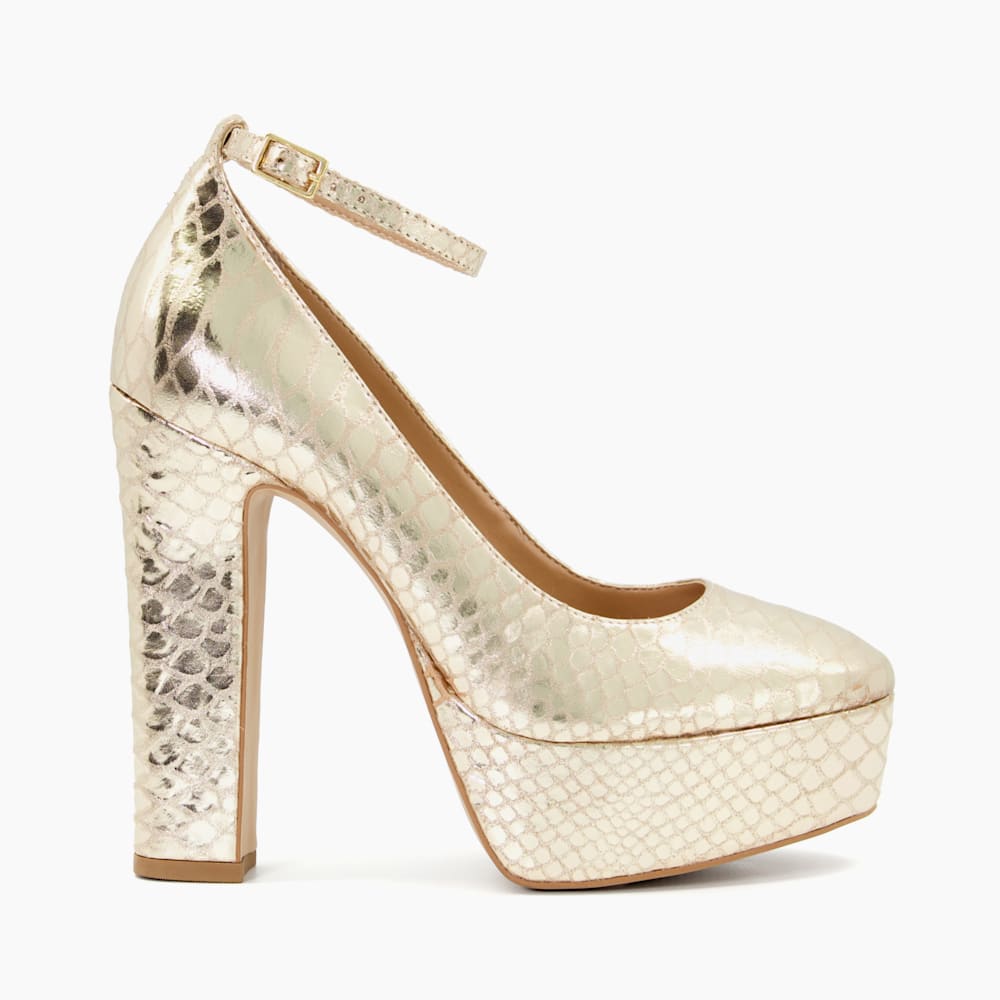 White and gold platform heels cheap