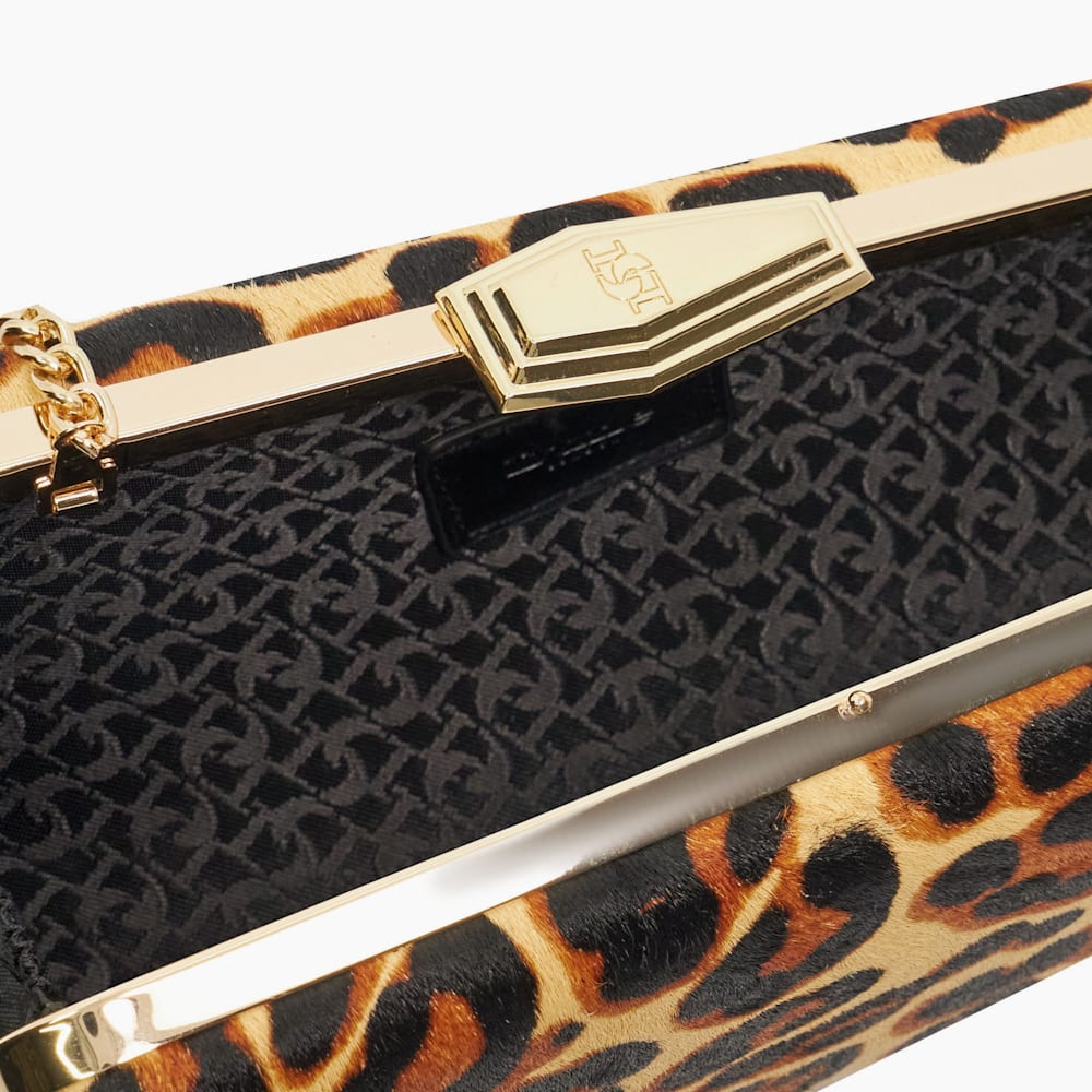 Dune leopard print clutch bag hot sale