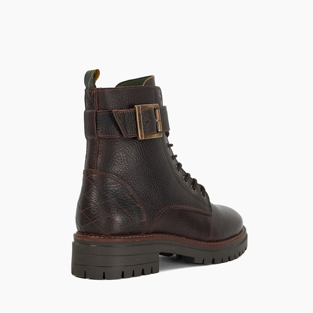 Barbour Heidi L Brown, Lace-Up Leather Commando Boots | Dune