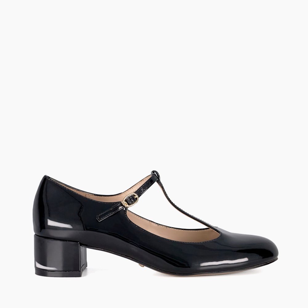 Believable Black, Low Block Heel Mary Janes Dune London