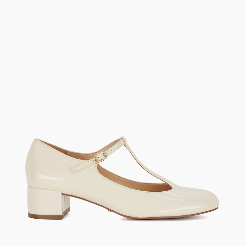 Believable Ecru, Mary Janes mit niedrigem Blockabsatz Dune London