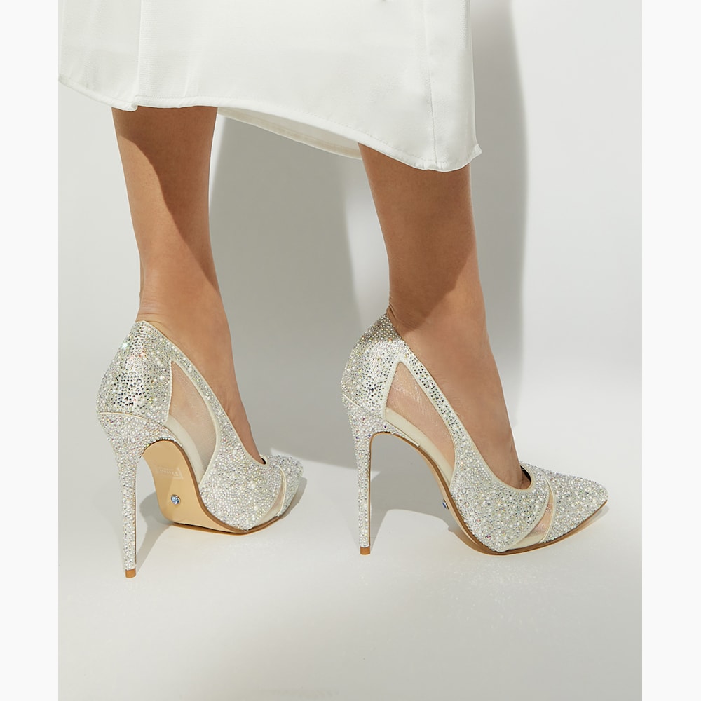 Bellvue Ivory Jewelled Wedding Shoes Dune London