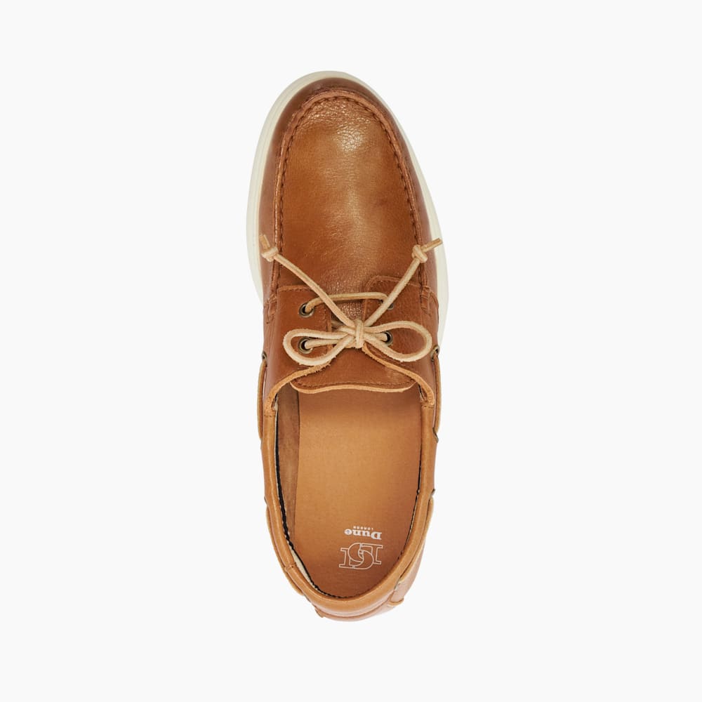 Dune boat shoes in tan leather new arrivals
