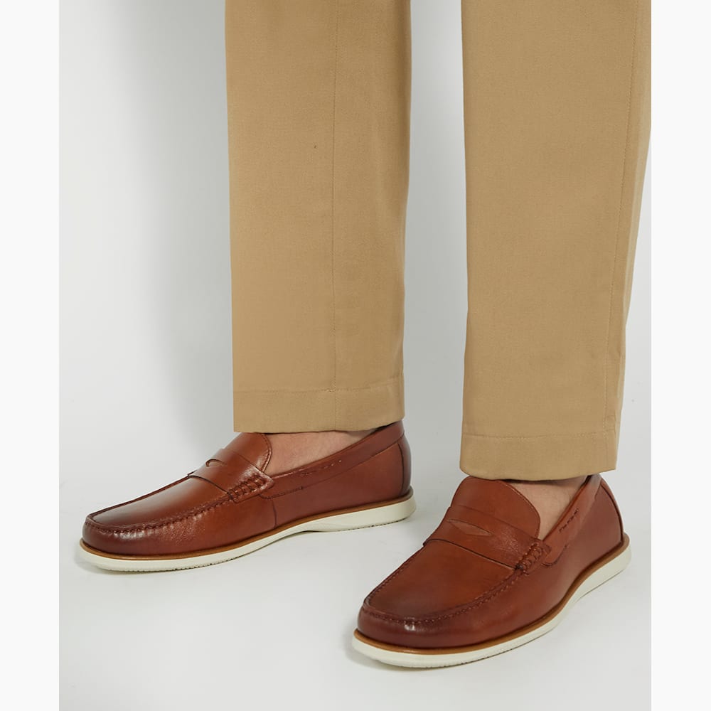 Berkly Tan Penny Trim Loafers Dune London