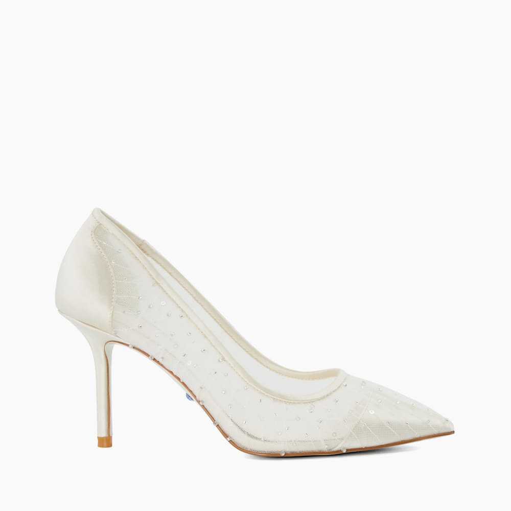 Bespoke Ivory Sequin Pleated Court Wedding Shoes Dune London