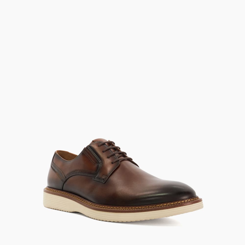Blairs Dark Brown Rubber Sole Lace Up Derby Dune London