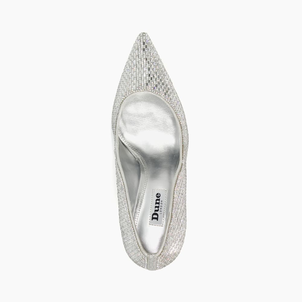 Blinding Silver Jewel Embellished Stiletto Heel Court Shoes Dune London