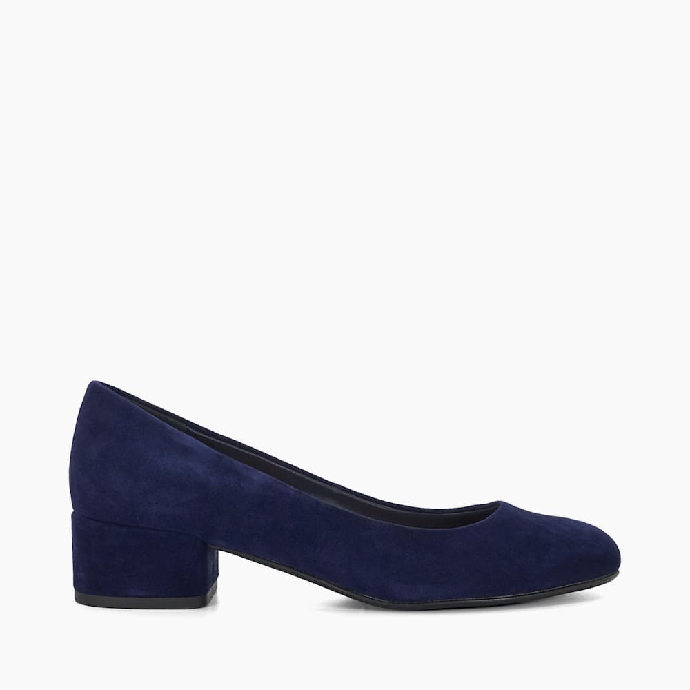 Bracket Navy, Comfort Block-Heeled Courts Dune London