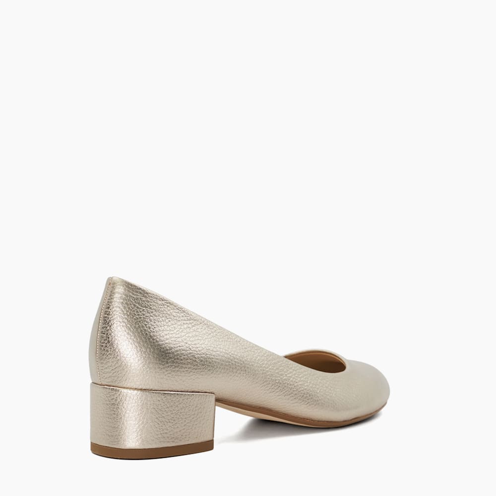 Bracket Gold, Comfort Block-Heeled Courts Dune London