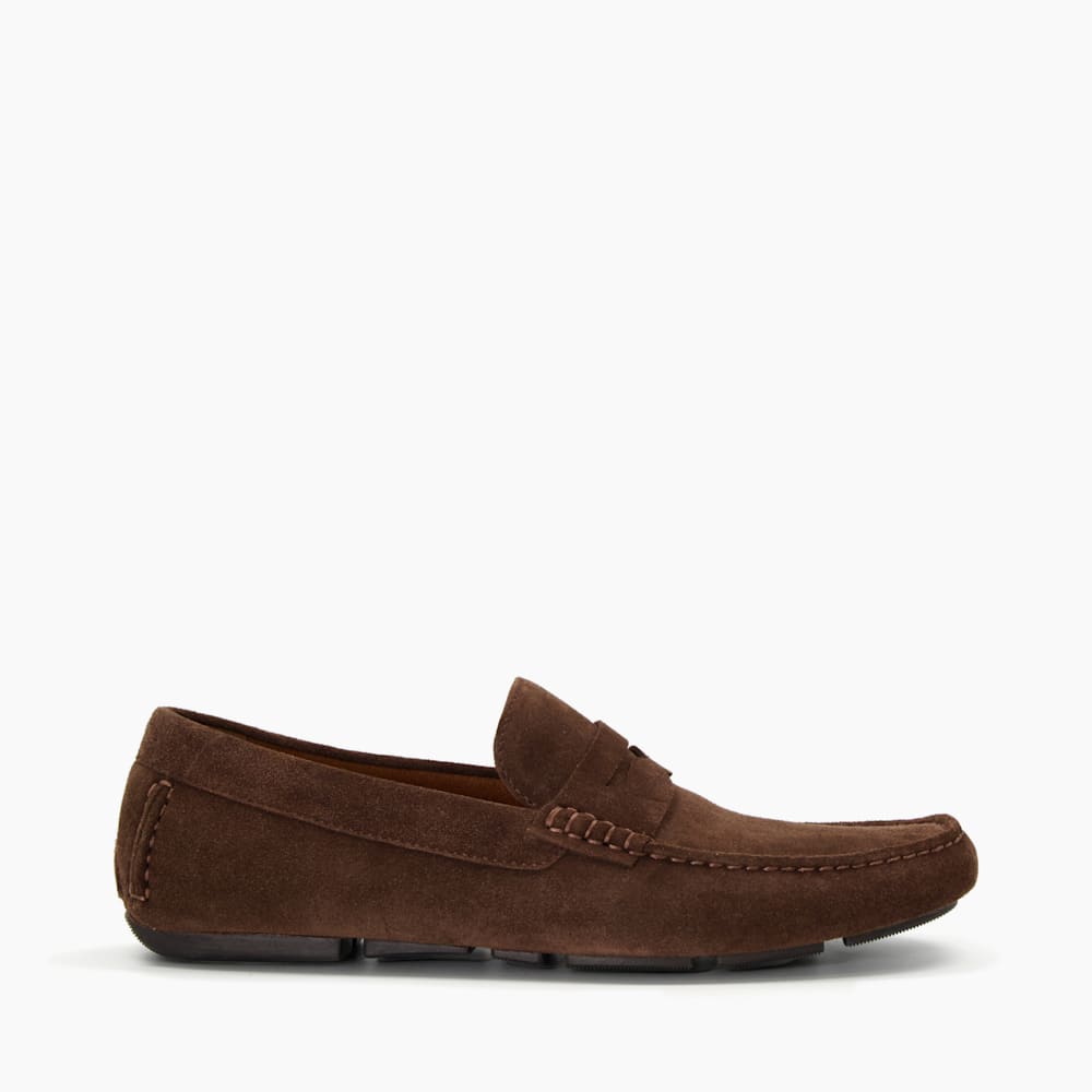 Bradlay Brown Square Toe Suede Moccasin Loafers Dune London
