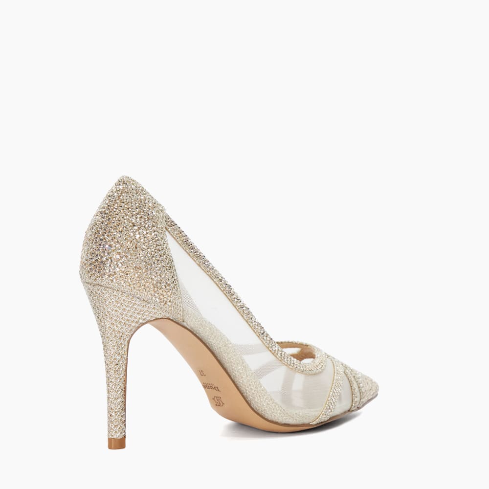 Bridged Gold Signature Pumps mit transparenten Mesh Einsatzen Dune London