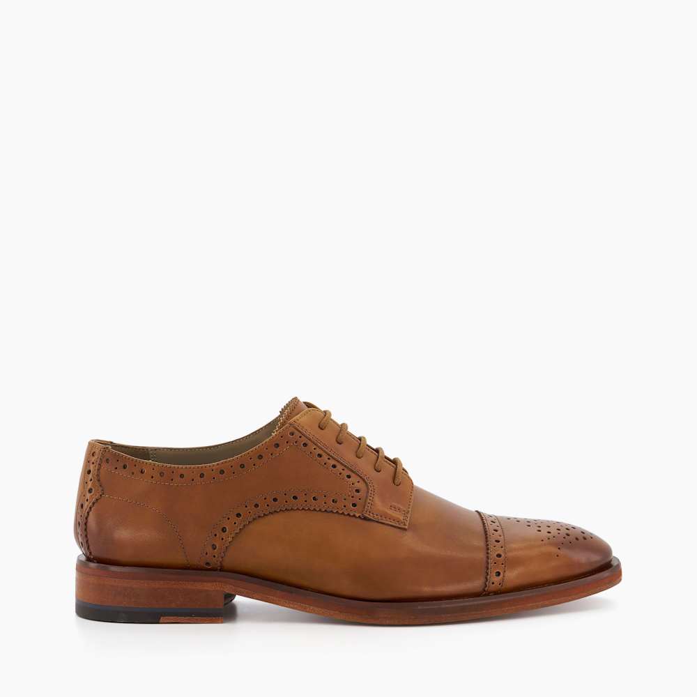 ●ONE BRILLIANT● BowieOB424Brown Bowie-OB424-Brown Bridgford Tan, Leather Derby Brogue Shoes | Dune London