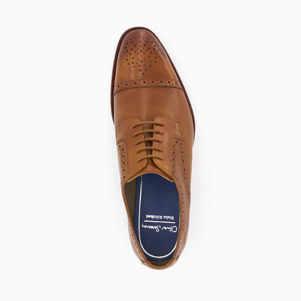 ●ONE BRILLIANT● BowieOB424Brown Bowie-OB424-Brown Bridgford Tan, Leather Derby Brogue Shoes | Dune London