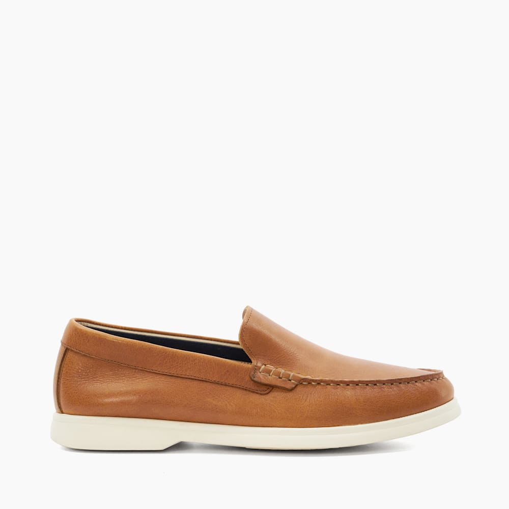 Buftonn Tan Topstitch Casual Loafers Dune London