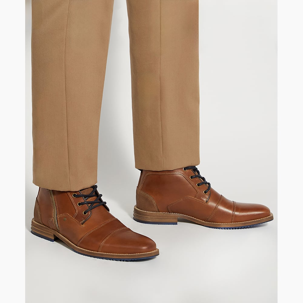 Captains Tan Double Toe Cap Detail Leather Boots Dune London