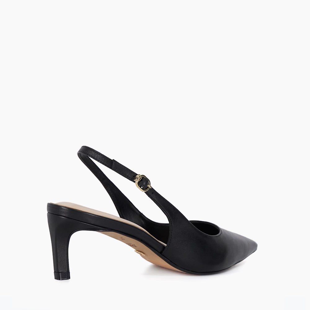 Celinna Black, Pointed Toe Sling-Back Heels | Dune London