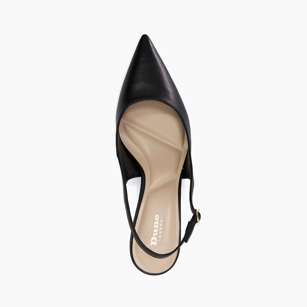 Celinna Black, Pointed Toe Sling-Back Heels | Dune London